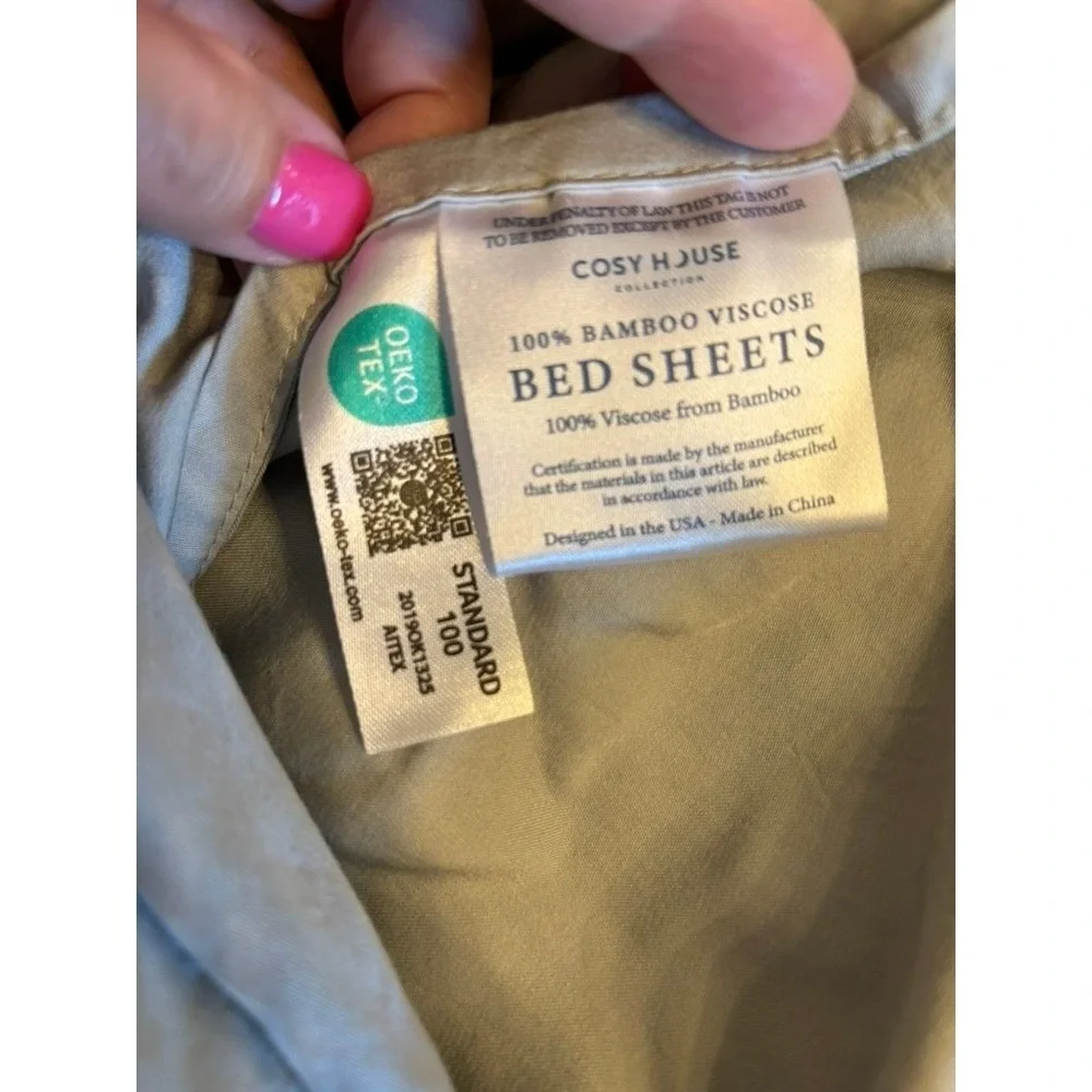 Cosy House Collection Bed Sheet Set Queen Size Gray 100% Bamboo Viscose 4pc Soft